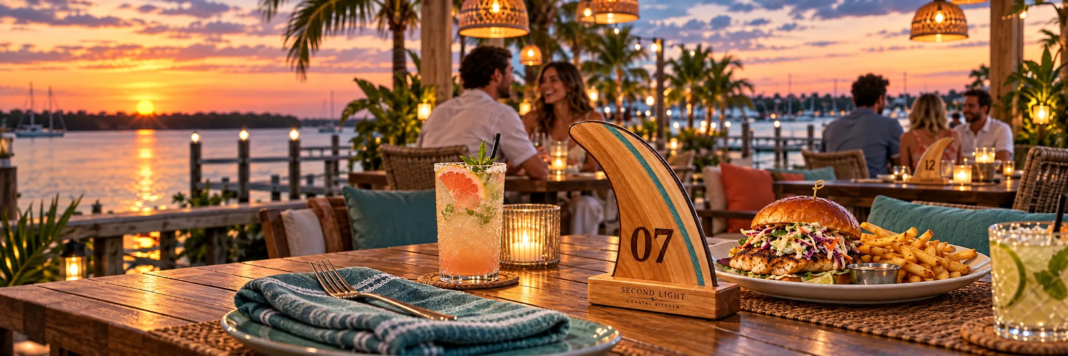 Second Light, a fictional coastal restaurant website concept